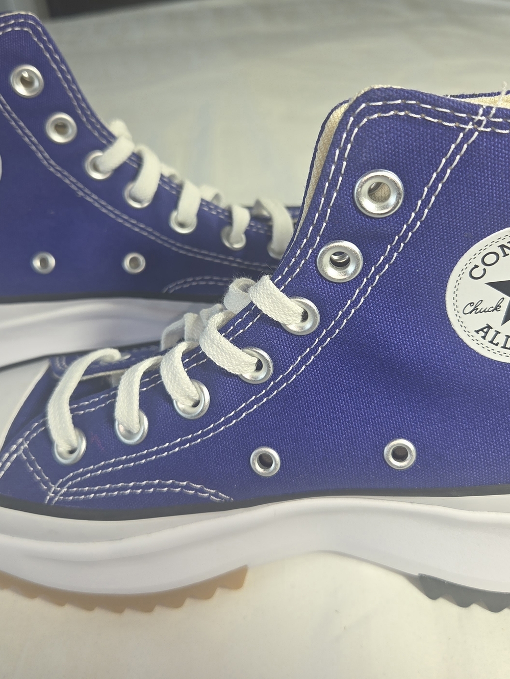 Converse High Top Sneakers in Purple with White Laces